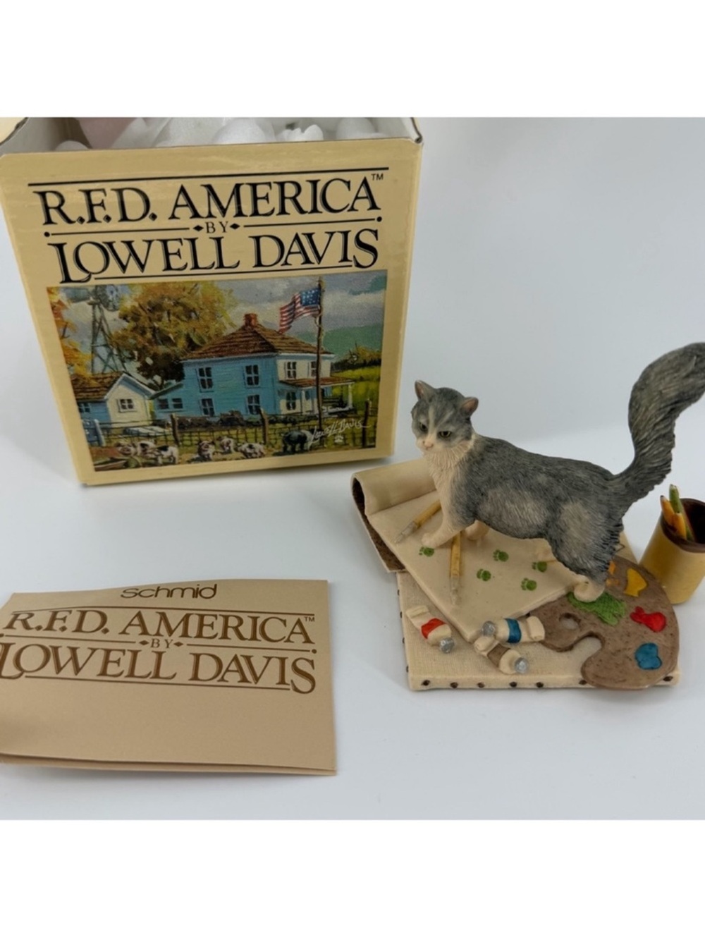 Schmid Lowell Davis "Renior" 225261 Vintage 1984 Painting Cat Figurine in Box